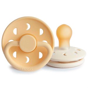 FRIGG Moon Phase - Round Latex 2-Pack Pacifiers - Pale Daffodil/Cream - Size 1